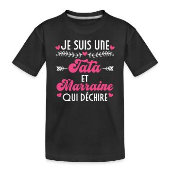 Ich bin eine Tata und eine Patin, die weint - Kinder Premium Bio T-Shirt - Schwarz - Vorne