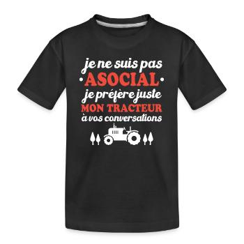Je préfère juste mon tracteur à vos conversations - T-shirt bio Premium Enfant - noir - Devant
