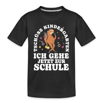 Einschulung Tschüss Kindergarten - Kinder Premium Bio T-Shirt - Schwarz - Vorne