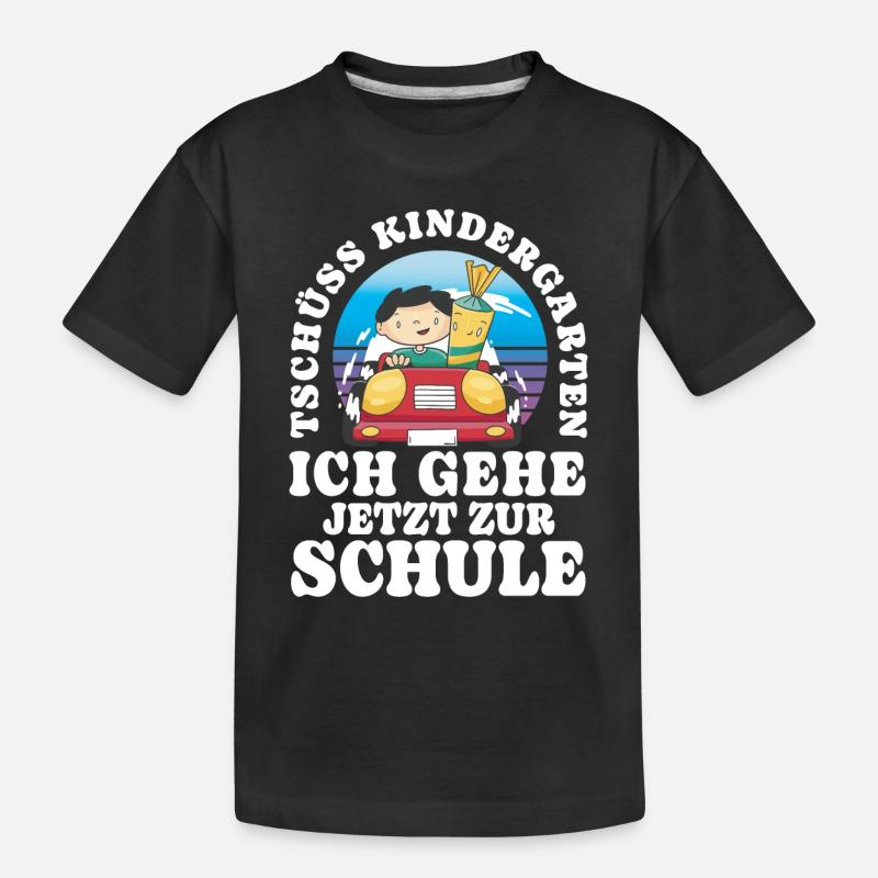 Einschulung Tschüss Kindergarten - Kinder Premium Bio T-Shirt - Schwarz