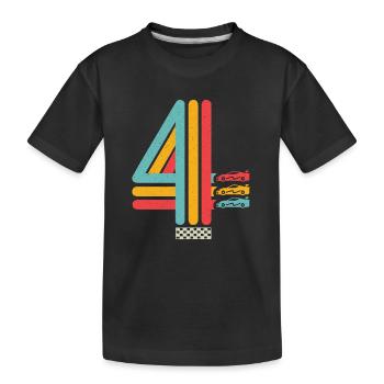 4. Geburtstag Rennwagen 4 Jahre alt Rennauto - Kinder Premium Bio T-Shirt - Schwarz - Vorne