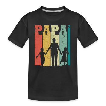 Papa 2 Kinder, Vintage-Geschenk für Papa 2 Kinder - Kinder Premium Bio T-Shirt - Schwarz - Vorne