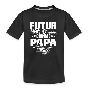 Future Airplane Pilot as Dad - Kids' Premium Organic T-Shirt - black - Front