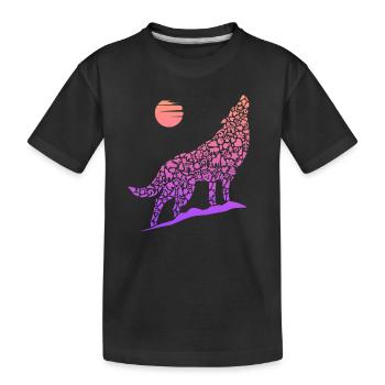Heulender Wolf Wolfssilhouette Kinder Damen Wölfe - Kinder Premium Bio T-Shirt - Schwarz - Vorne