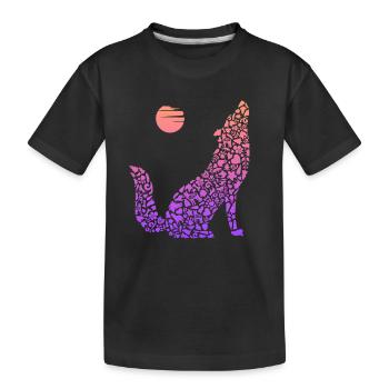 Heulender Wolf Tier Wolfssilhouette Damen Wölfe - Kinder Premium Bio T-Shirt - Schwarz - Vorne
