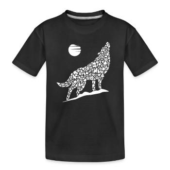 Heulender Wolf Wolfssilhouette Kinder Wölfe - Kinder Premium Bio T-Shirt - Schwarz - Vorne