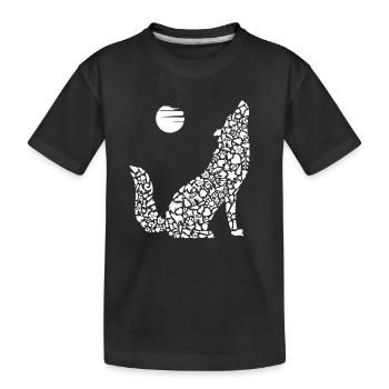 Heulender Wolf Tier Wolfssilhouette Mädchen Wölfe - Kinder Premium Bio T-Shirt - Schwarz - Vorne
