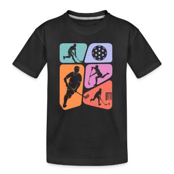 Unihockey Floorballspieler Kinder Floorball Jungen - Kinder Premium Bio T-Shirt - Schwarz - Vorne