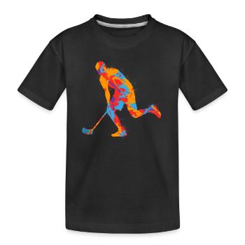 Floorball Indoor Bandy Colorful Boys Kids Floorball - Kids' Premium Organic T-Shirt - black - Front