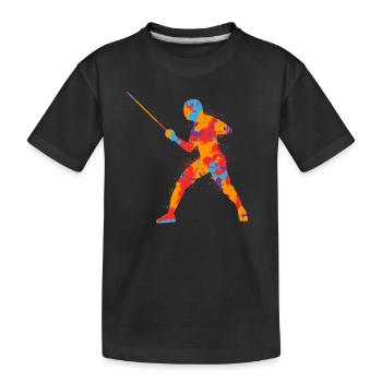 Fencing Graphic Colorful Fencing Swords Kids Fencing - Kids' Premium Organic T-Shirt - black - Front