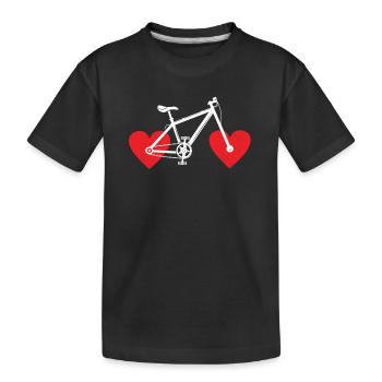 Fahrrad Herzen Shirt Geschenk Radfahrer - Kinder Premium Bio T-Shirt - Schwarz - Vorne