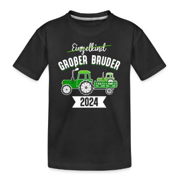 Einzelkind Großer Bruder 2024 Baby Traktor Junge - Kinder Premium Bio T-Shirt - Schwarz - Vorne
