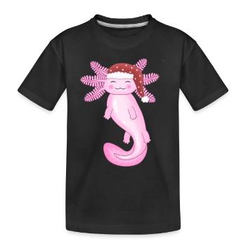 Süßer Weihnachts-Axolotl - Kinder Premium Bio T-Shirt - Schwarz - Vorne