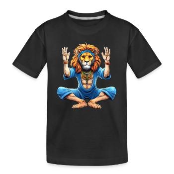 Löwe Yogi - Kinder Premium Bio T-Shirt - Schwarz - Vorne