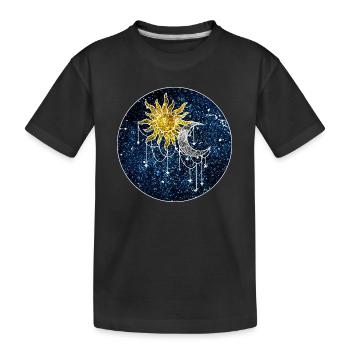 Cosmic Sun and Moon - Kids' Premium Organic T-Shirt - black - Front