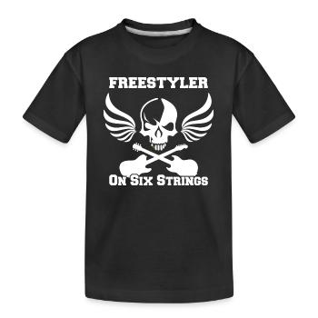 Freestyler Gitarre E-Gitarre Totenkopf 6 Saiten - Kinder Premium Bio T-Shirt - Schwarz - Vorne