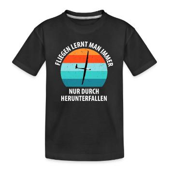 Segelflieger Segelfliegen Segelflugzeug Fliegen - Kinder Premium Bio T-Shirt - Schwarz - Vorne