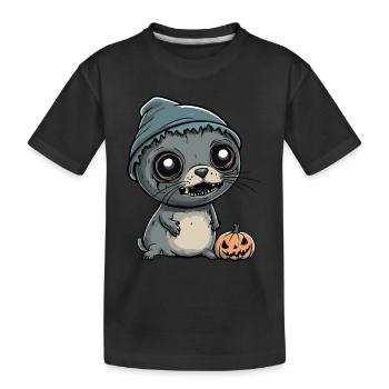 Seal Animal Halloween Zombie - Kids' Premium Organic T-Shirt - black - Front