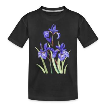 Lila Iris - Kinder Premium Bio T-Shirt - Schwarz - Vorne