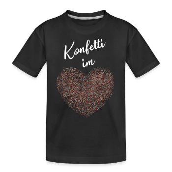 Konfetti im Herzen Fasching Karneval Fastnacht - Kinder Premium Bio T-Shirt - Schwarz - Vorne