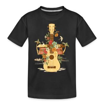 gelbe Ukulele Naturmusik Klassische Tiermusik - Kinder Premium Bio T-Shirt - Schwarz - Vorne