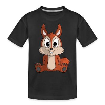 Cute Cartoon Squirrel - Kids' Premium Organic T-Shirt - black - Front