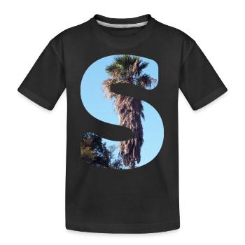 Sommer Buchstabe S Schriftzug Sommerferien Sonne - Kinder Premium Bio T-Shirt - Schwarz - Vorne