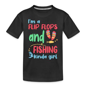 Ich bin ein Flip Flop und Fischer Mädchen - Kinder Premium Bio T-Shirt - Schwarz - Vorne