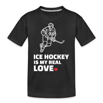 I love ice hockey - Kids' Premium Organic T-Shirt - black - Front