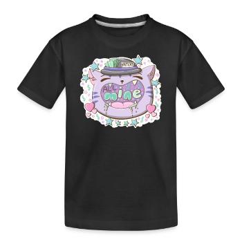Fat cat wants it all in kawaii style - Kids' Premium Organic T-Shirt - black - Front
