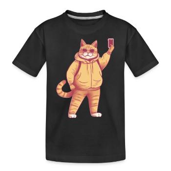 Selphie cat - T-shirt bio Premium Enfant - noir - Devant