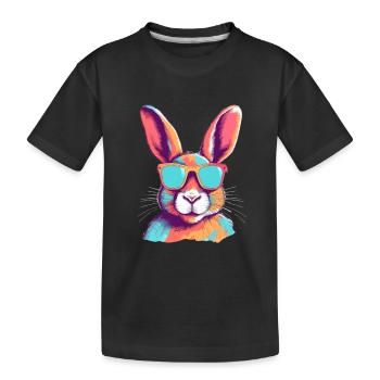 Greg der bebrillte Hase - Kinder Premium Bio T-Shirt - Schwarz - Vorne