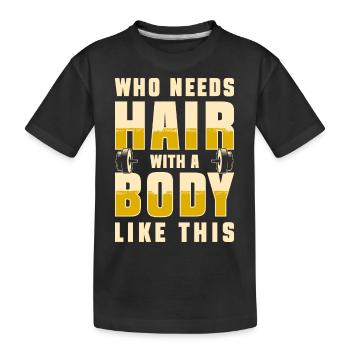 Glatze Platte Haarausfall Haarschnitt - Kinder Premium Bio T-Shirt - Schwarz - Vorne