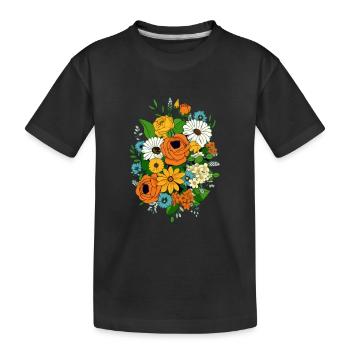 Floral arrangement type 70s - Kids' Premium Organic T-Shirt - black - Front