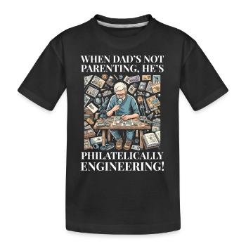 Timbres-poste d’époque Collectionneur de papa - T-shirt bio Premium Enfant - noir - Devant
