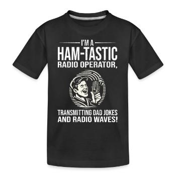 Amateur-tastischer Funker überträgt Papa-Witze - Kinder Premium Bio T-Shirt - Schwarz - Vorne