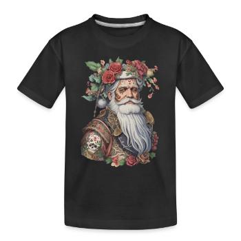 santa, weihnachtsmann, nikolaus, rockabilly - Kinder Premium Bio T-Shirt - Schwarz - Vorne