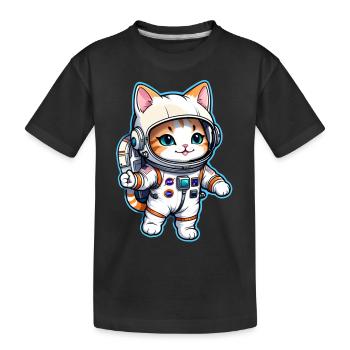 Astronaut Katze - Weltraum - Kinder Premium Bio T-Shirt - Schwarz - Vorne