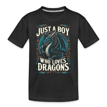 Just a boy who loves dragons - Kids' Premium Organic T-Shirt - black - Front