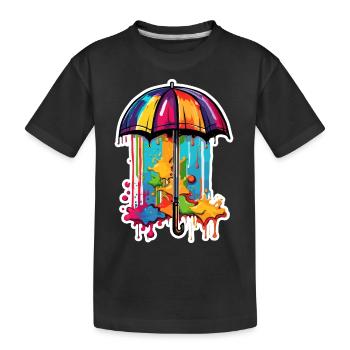 Regenschirm / Wetter / Niederschlag / Regentropfen - Kinder Premium Bio T-Shirt - Schwarz - Vorne