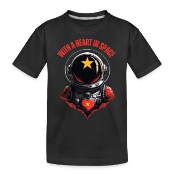 Mit dem Herzen im Weltraum - Kinder Premium Bio T-Shirt - Schwarz - Vorne
