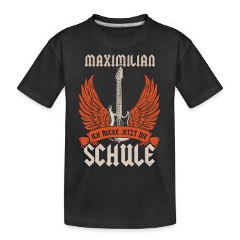 Maximilian I'm rocking the first day of school now - Kids' Premium Organic T-Shirt - black - Front
