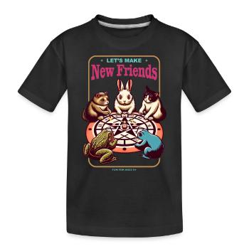 Lass uns neue Freunde machen Pentagramm Lustige Tiere - Kinder Premium Bio T-Shirt - Schwarz - Vorne