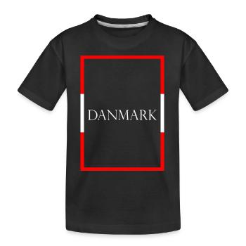 Danemark Danemark, Lettrage de déclaration avec drapeau - T-shirt bio Premium Enfant - noir - Devant