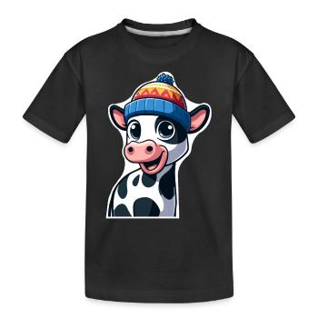 Calf with cap - Kids' Premium Organic T-Shirt - black - Front