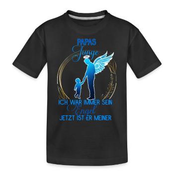 Papas Junge, Gedenken Engel Erinnerung Geschenk - Kinder Premium Bio T-Shirt - Schwarz - Vorne