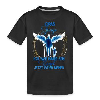 Opas Junge, Gedenken Engel Erinnerung Geschenk - Kinder Premium Bio T-Shirt - Schwarz - Vorne