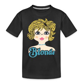 Retro Illustration Blonde - Kids' Premium Organic T-Shirt - black - Front