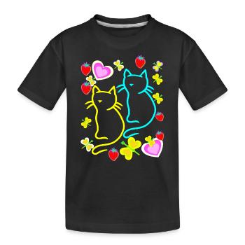 Summer Cats Cat Summertime - Kids' Premium Organic T-Shirt - black - Front