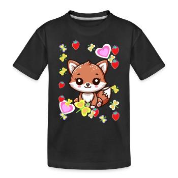 années 80 90 renard renards enfants vintage rétro - T-shirt bio Premium Enfant - noir - Devant